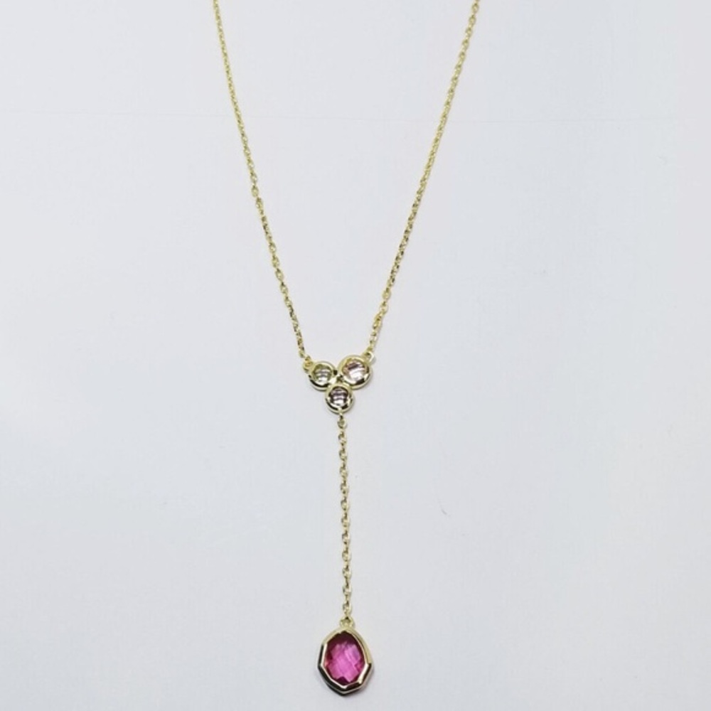 Talia Pink & Clear CZ Necklace Gold | NWT